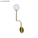 DecorBites™ Minimalist Opal Glass Wall Sconce with Long Curved Arm - Single Bulb Lamp in Black/Gold