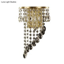 Minimalist gold crystal bead corridor sconce e12 bulb base bedroom light