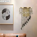 Minimalist gold crystal bead corridor sconce e12 bulb base bedroom light