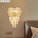 Minimalist gold crystal wall lamp 3-light living room fixture