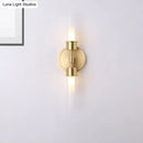 Minimalist gold double cylinder wall sconce bedroom 2 light inch fixture