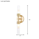 Minimalist gold double cylinder wall sconce bedroom 2 light inch fixture