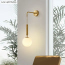 Minimalist gold finish and cream glass wall light bedroom sconce