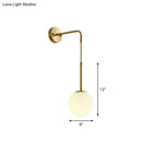 Minimalist gold finish and cream glass wall light bedroom sconce