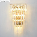 Minimalist gold finish crystal block wall sconce living room light