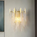 Minimalist gold finish crystal leaf wall sconce bedroom light