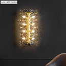 DecorBites™ Minimalist Gold Floral Sconce Light with Crystal Shade - Wall Mount Lighting for Bedroom