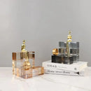 Minimalist gold geometric stair crystal ornament living room decor