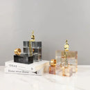 Minimalist gold geometric stair crystal ornament living room decor
