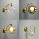Minimalist gold glass ball wall sconce for bedroom
