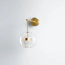 Minimalist gold glass globe wall hanging light bedroom sconce