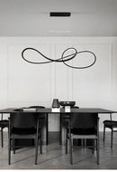 Minimalist gold infinity led strip island light dining room