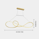 Minimalist gold infinity led strip island light dining room