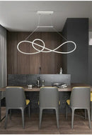 Minimalist gold infinity led strip island light dining room
