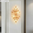 Minimalist gold k9 crystal wall sconce light living room rhombus