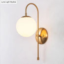 DecorBites™ Gold Mini Globe Wall Sconce Light - Elegant Opaline Glass Fixture for Bedroom