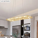 Minimalist gold rectangular led island pendant light dining room