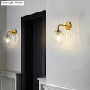 DecorBites™ Minimalist Rippled Glass Sphere Wall Lamp with Gold Sconce Lighting
