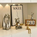 Minimalist gold & silver rabbit ceramic ornaments living room decor