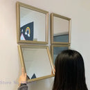 Minimalist golden border square mirror wall decor for living room