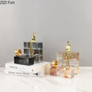 Minimalist golden thinker crystal base sculpture for office desk decor