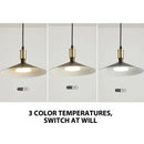 Minimalist gray and brass dimming pendant light for dining room