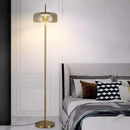 Minimalist gray glass floor lamp for living room
