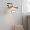 Minimalist iron wood led wall lamp bedroom light with pull chain