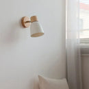 Minimalist iron wood led wall lamp bedroom light with pull chain