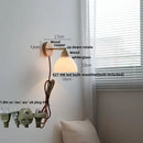 Minimalist iron wood led wall lamp bedroom light with pull chain