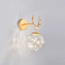 DecorBites™ Minimalist LED Bedroom Sconce with Antler and Glass Design - Wall Mount Lamp with Starry String