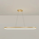 DecorBites™ Minimalist LED Gold Plated Pendant Light Fixture for Table - Metal Oblong Design