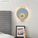 Minimalist led gray metal disk wall sconce bedroom 110v-120v light