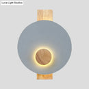 Minimalist led gray metal disk wall sconce bedroom 110v-120v light