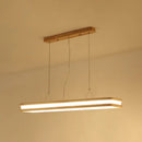 DecorBites™ Minimalist LED Wood Rectangular Hanging Island Lamp - Acrylic Ceiling Suspension for Dinners