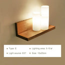 Minimalist led wooden wall lamps for bedroom with pull chain switch