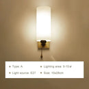 Minimalist led wooden wall lamps for bedroom with pull chain switch