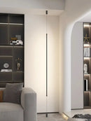Minimalist matte black bedside pendant light straight strip bedroom