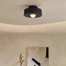 Minimalist matte black round ceiling light bedroom fixture