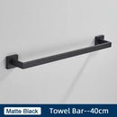 Minimalist matte black stainless steel bathroom accessories set