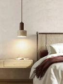 Minimalist matte brown and concrete pendant lamp dining room cream wind led