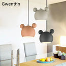 Minimalist matte cartoon mouse pendant light bedroom led lamp