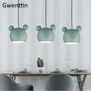 Minimalist matte cartoon mouse pendant light bedroom led lamp