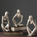 Minimalist matte white abstract thinker woman figurine living room decor