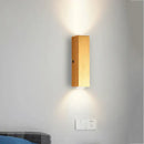 Minimalist natural wood angled wall lamp for bedroom decor