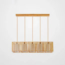 Minimalist natural wood island pendant light kitchen slatted glass