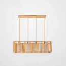 Minimalist natural wood island pendant light kitchen slatted glass