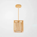 Minimalist natural wood island pendant light kitchen slatted glass