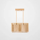 Minimalist natural wood island pendant light kitchen slatted glass