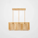 Minimalist natural wood island pendant light kitchen slatted glass